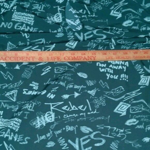 Melissa McCartney Seven Shirt Blouse Plus Size 2X Green Graffiti Long Sleeve Top - Picture 4 of 16